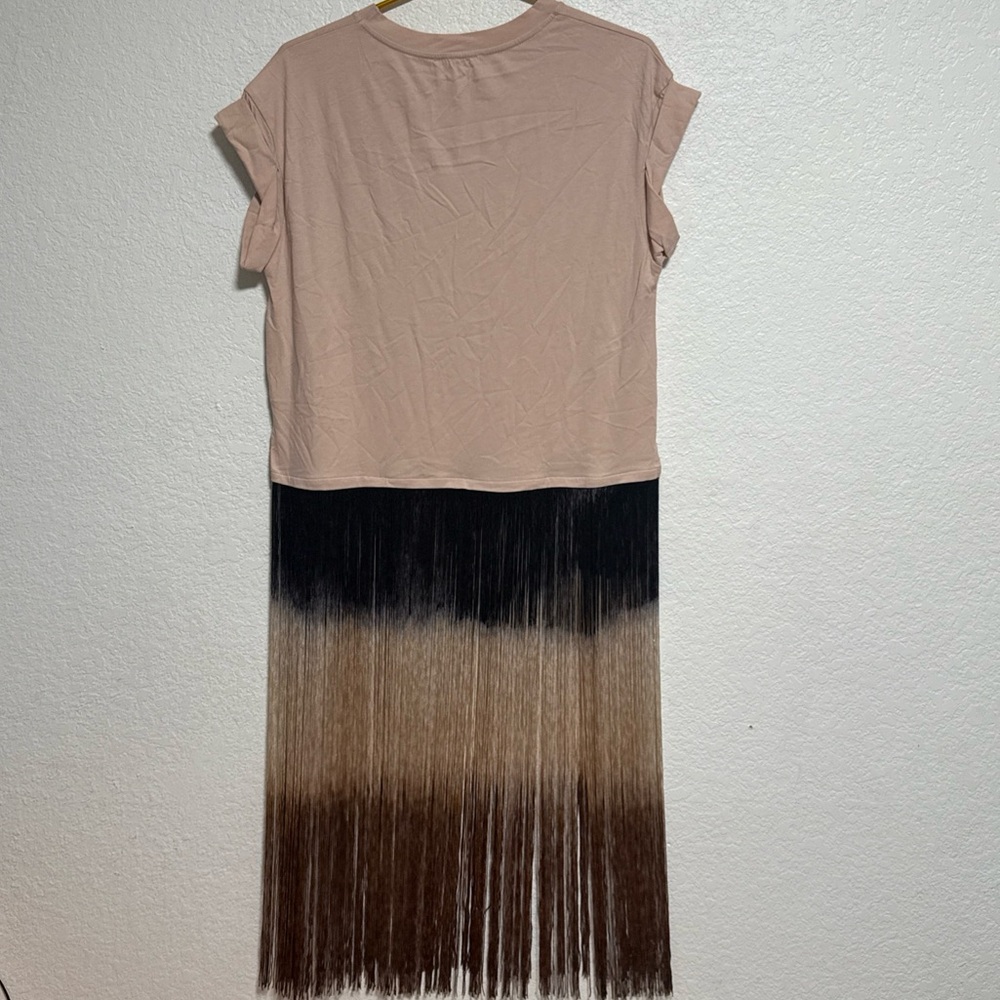 *New Zara Women's Size Small Pale Pink Short Sleeves Fringe Shirt - Picture 4 of 4